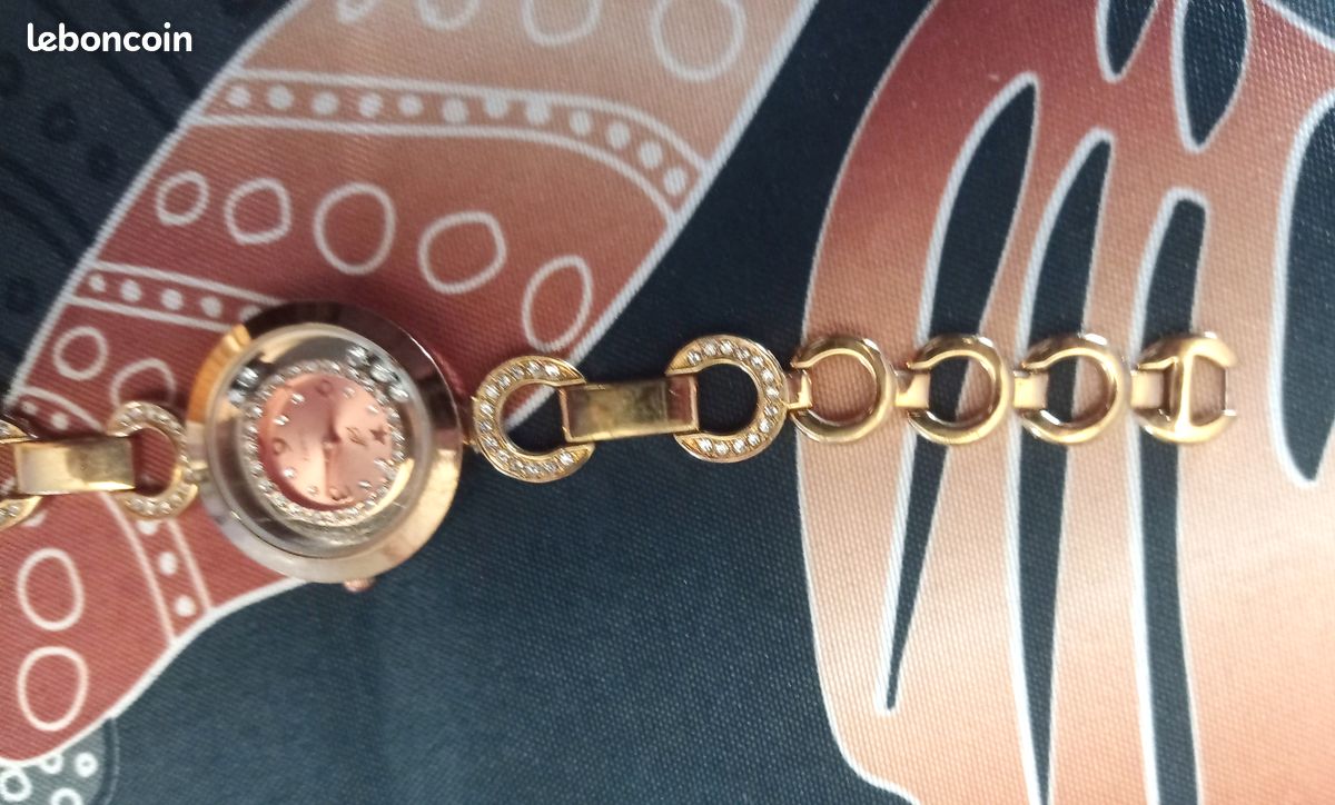 Montre boîte d'origine marque YELLOW STONE fond du cadran rose plusieurs tours zirconiums neuve (image 7)