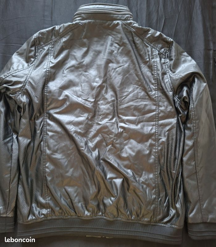 Veste Celio homme XXL simili cuir noir – style motard (image 10)