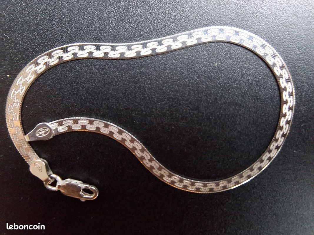 Bracelet Ancien En Argent Massif - Maille Classique - Occasion (déjà Porté)
