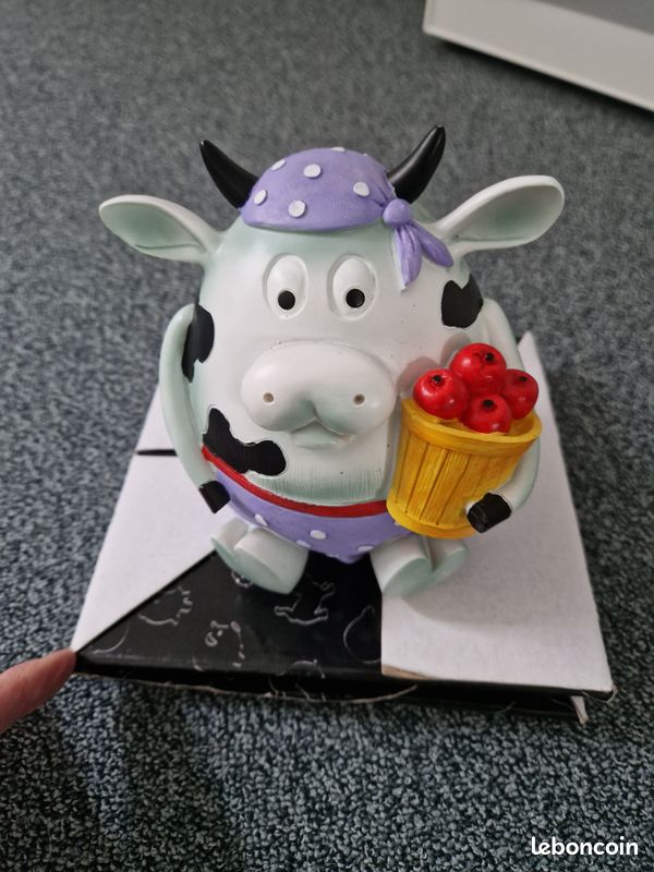 Tirelire Vache Bella En Céramique Orange Avec Motifs Fleurs - Dimensions 19x10x16,5 Cm, Pièce Unique