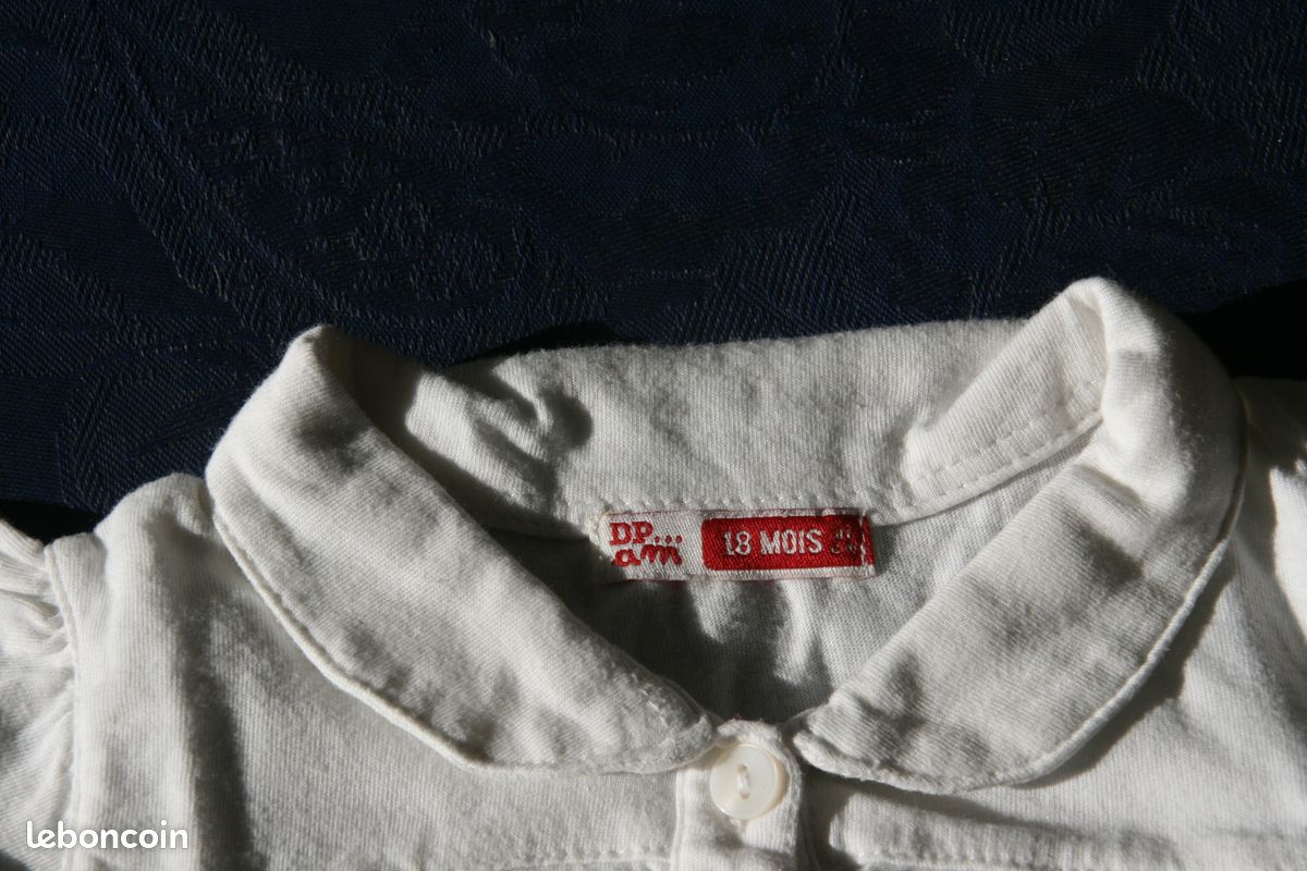 Blouse col rond blanche 18 mois DPAM (image 3)