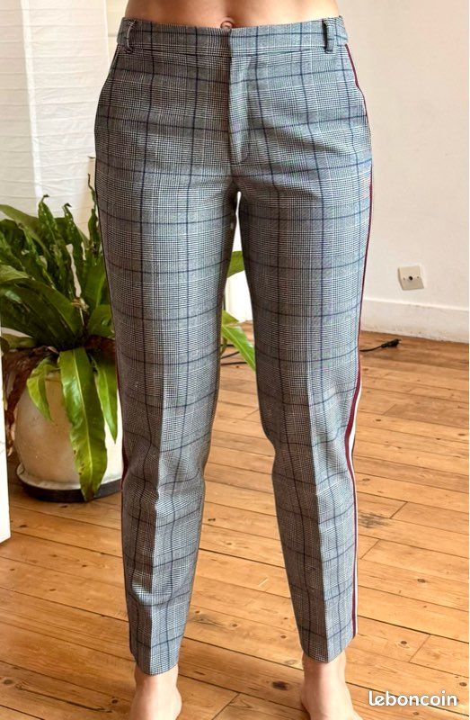 Pantalon droit à carreaux pour femme, taille S ESPRIT Vêtements