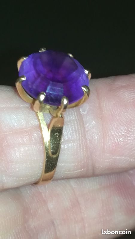 Bague Or 18 Carats Avec Améthyste - 4,99 G - Bijou Occasion Magnifique