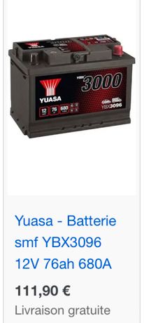 BATTERIE YUASA YBX3096 12V 76AH 680A - Batteries Auto, Voitures