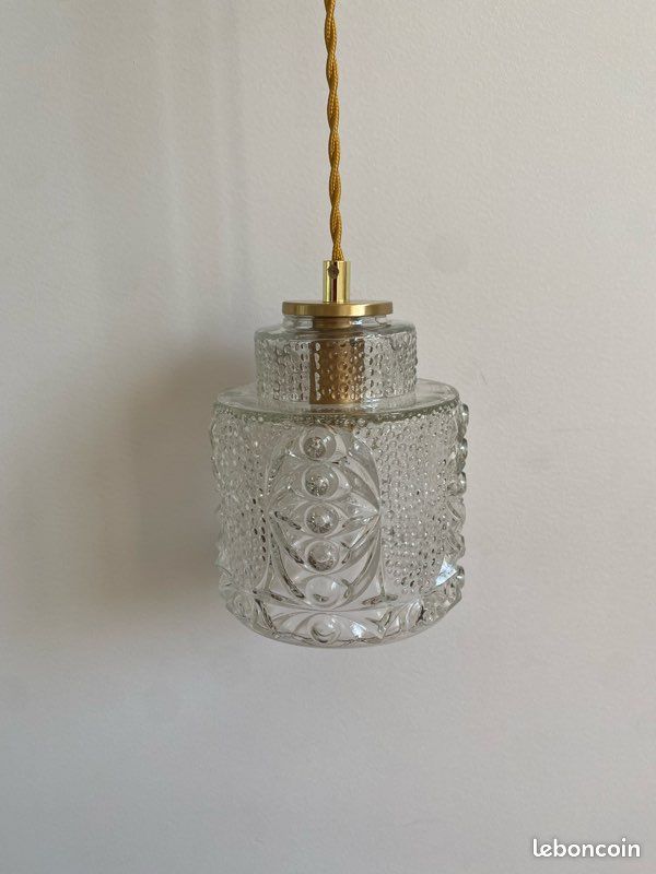 Suspension / Baladeuse globe vintage en verre (2 dispo) (image 3)