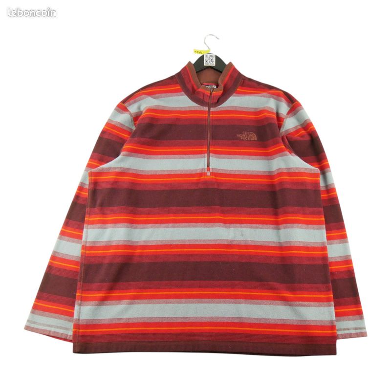 Pull sweat polaire col montant zippé rouge taille L ¤ Envoi ok - Vêtements