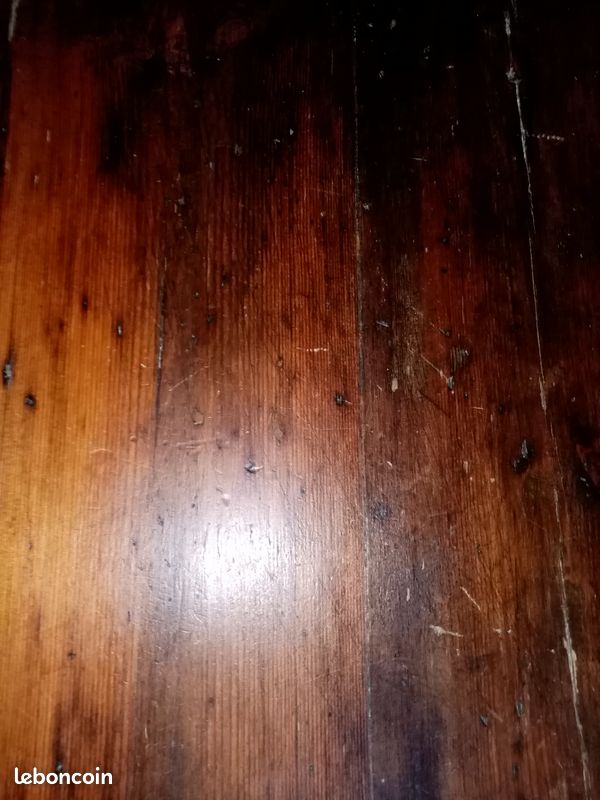 Ancienne table de ferme étroite en bois massif 2m – Bureau de métier rustique chic (image 5)