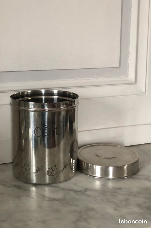 🟨 Boîte GOOD CAT en INOX pour croquettes et friandises pour chat (image 2)