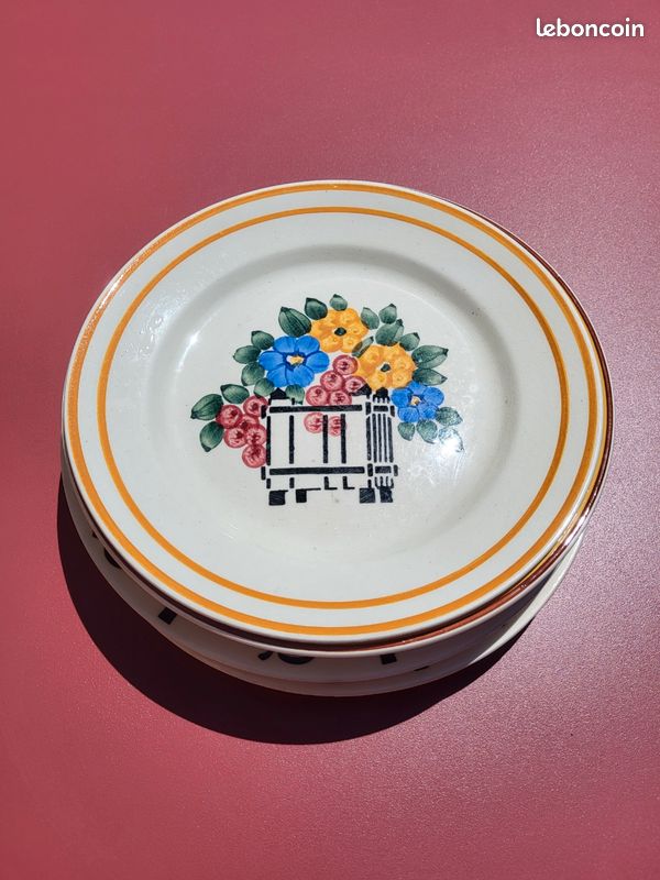Lot de 6 assiettes plates dépareillées orange/marron - Badonviller - Villeroy & Boch - HBCM - Longwy (image 8)