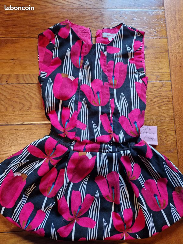 Robe Pour Fille Catimini - Taille 6 Ans - Bleue - Style T-Shirt - Occasion Très Bon État