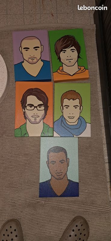 Lot de 5 tableaux portraits Pop Art / Minimalistes (image 1)