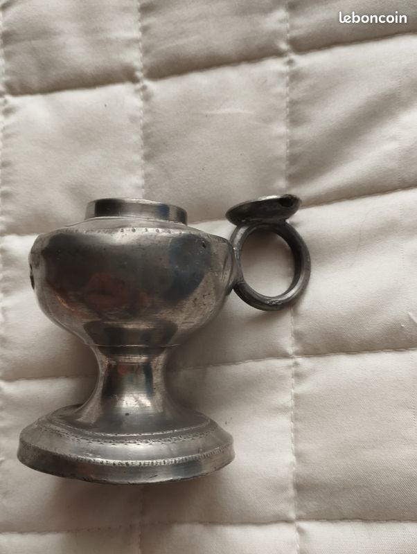 1 Petite Lampe à Huile Etain XIX ème Ancienne Collection Vitrine Bon Etat (image 8)