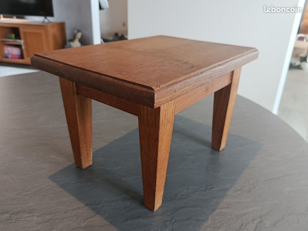 Ancien Superbe Grand Tabouret Marchepied en Bois Massif (image 9)
