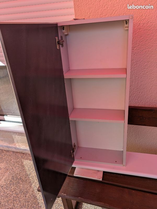 A saisir Petit meuble de salle de bain h 84cm,l 35 cm prof 16,5 cm + une étagère L 140 cm ,l 18 cm , épaisseur 2,8 cm (image 2)