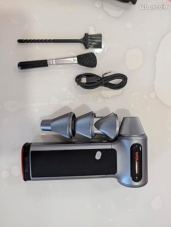 Souffleur à Air Comprimé 220W Avec 2 Batteries - 223MPH Puissant, 3 Vitesses, LED - Nettoyage PC, Voiture, Clavier