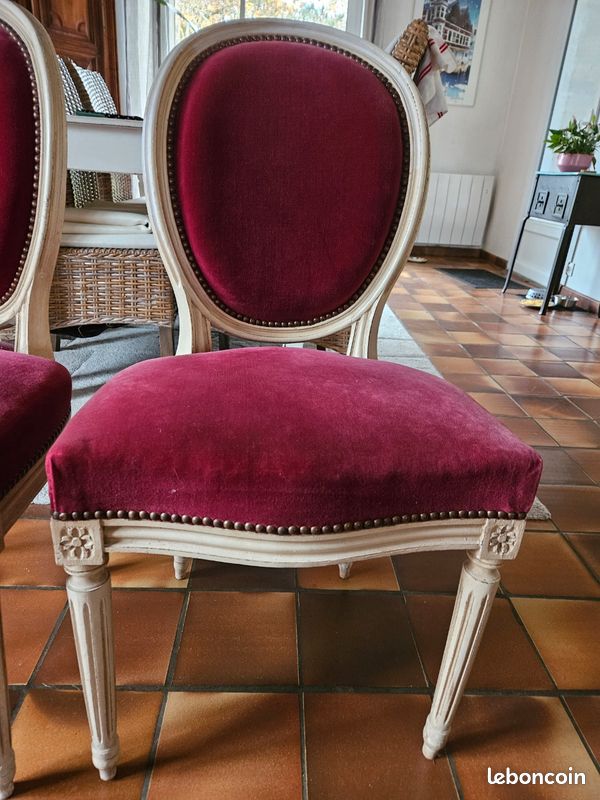 Fauteuil médaillon bois et velours Louis XVI : Accueil de La boutique Ateliers Montespan