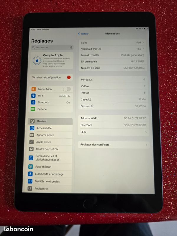 IPad 6è, 7è, 8è, 9è Géné. Autres Tablettes Samsung, Lenovo Asus, Surfaces.. (image 9)