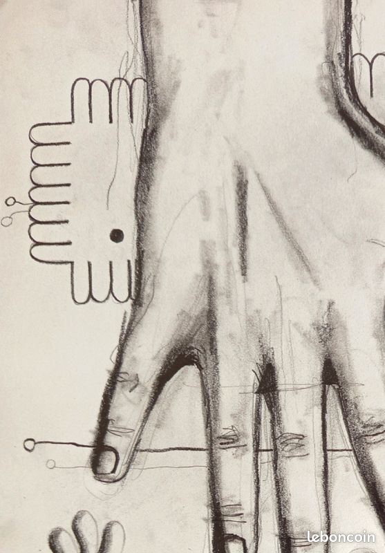Art contemporain dessin crayon à papier surréalisme oeuvre ..., image size:557x800