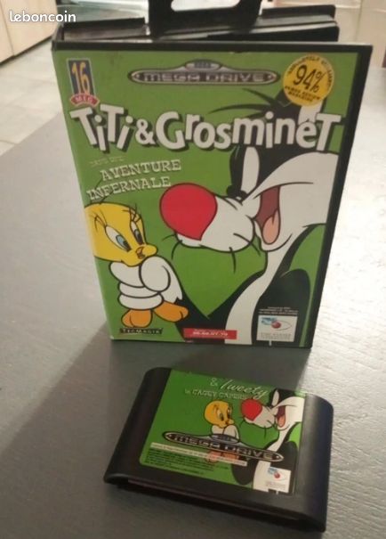 Jeu Rétro Titi & Grosminet Pour Megadrive (Sega Genesis) - Bon état, Complet