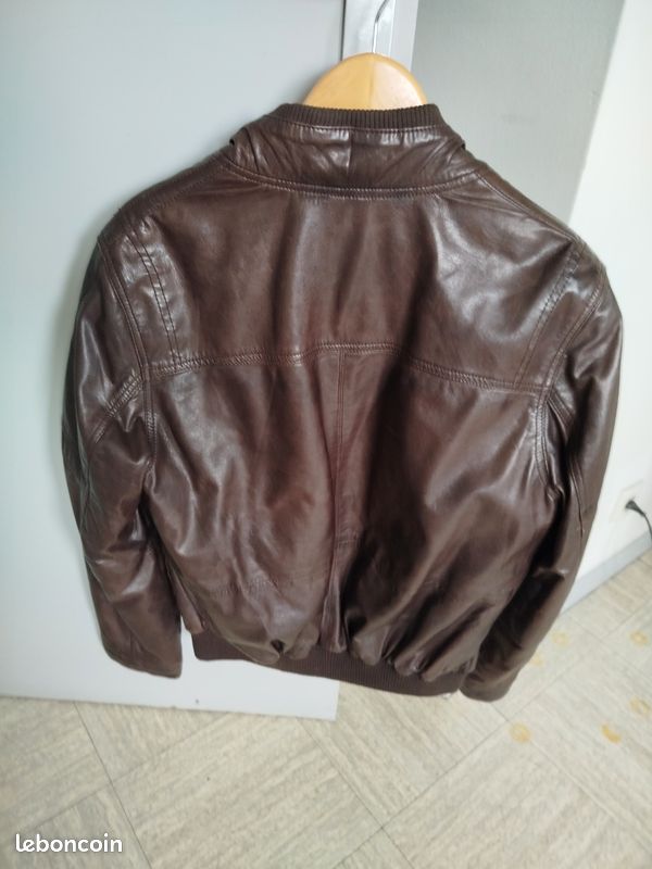 Blouson Mac Douglas En Cuir Marron Chocolat - Taille M/50, Pour Homme
