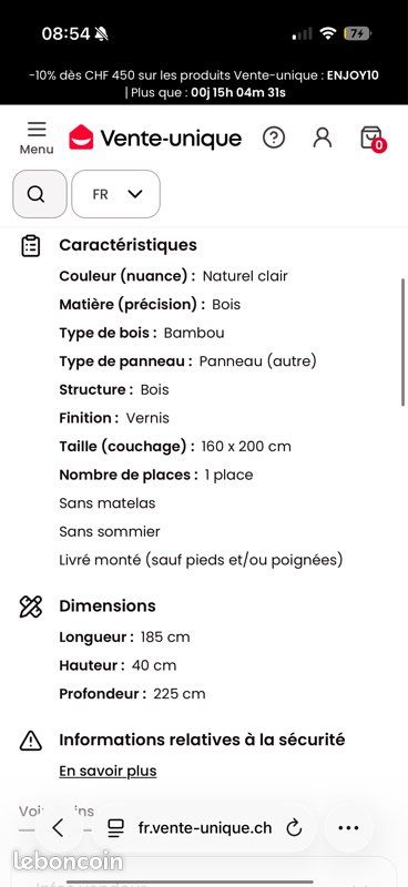 Lit futon en tige bambou 160x200 Tikamoon démontable (image 14)