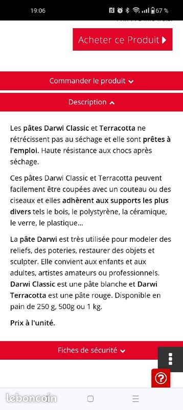 Pâte à modeler DARWI terracotta autodurcissante (image 2)