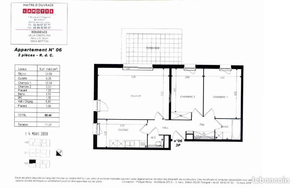 Appartement 3 pièces 69 m² · à Betton · 69 m² · 660 €/mois