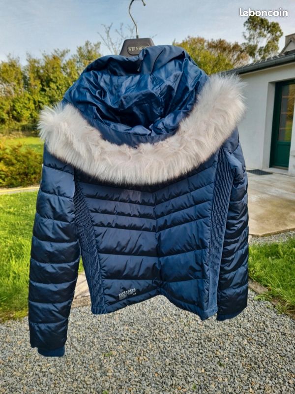 Superdry Doudoune Bleu Fourrure Femme Doudoune Courte Femme