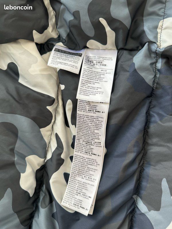 Parka Levi's Homme Taille L - 100% Coton Avec Capuche - Bleu Roi Neuf
