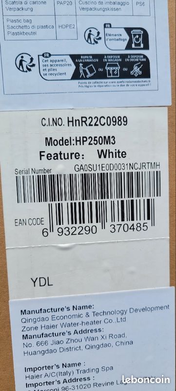Ballon thermodynamique Haier HP250M3 (image 2)