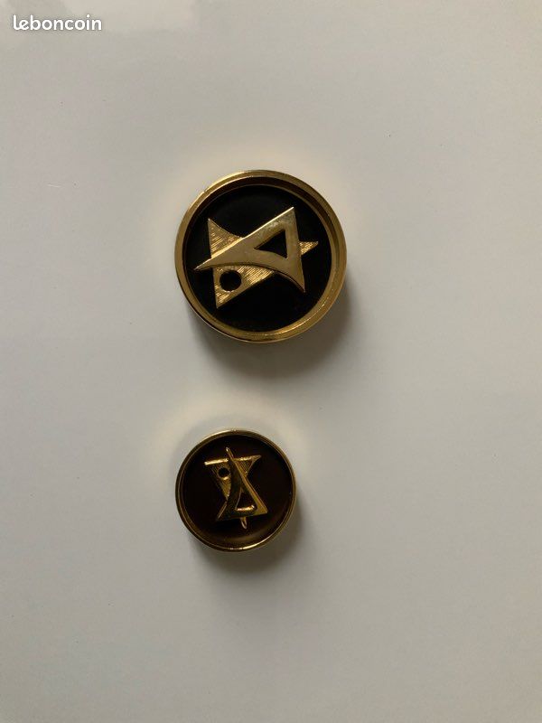 Boutons bijoux Art Deco artisanaux métal noir/or neufs (image 3)