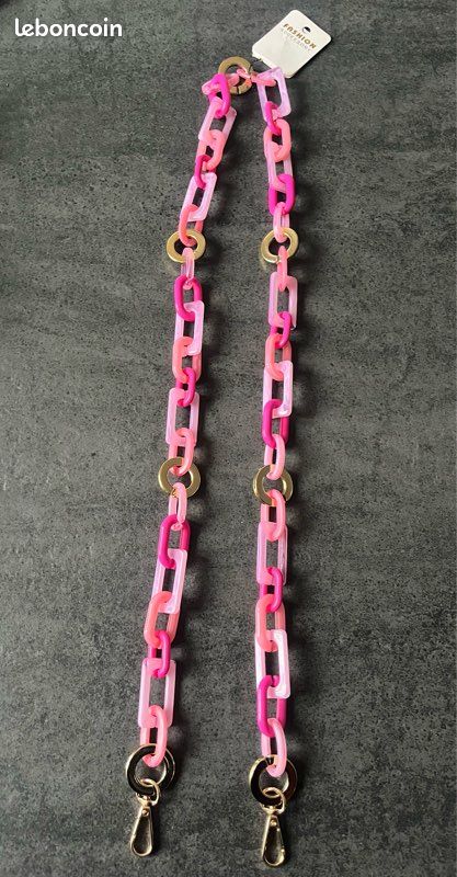 Chaîne rose/doré pour sac à main ou téléphone Neuve (image 1)
