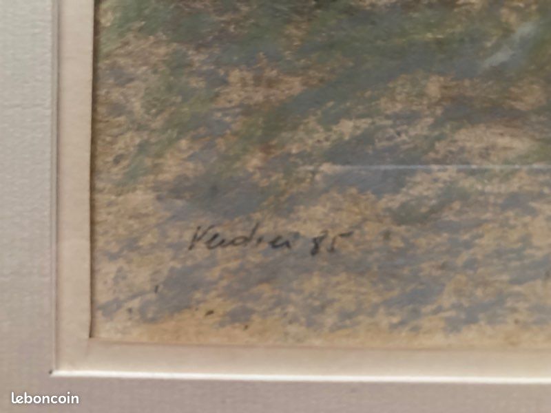 Superbe tableau paysage technique mixte signé VERDIER 85 , cachet Michel Baudouin st ambroix (image 3)