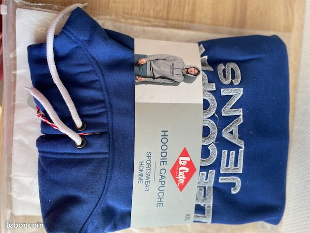 Sweat à Capuche Garçon Lee Cooper – Bleu, Taille M – Polyester Et Coton – état Très Bon