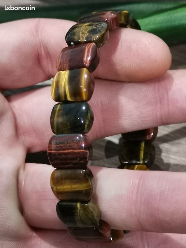 Bracelet Perles Oeil De Tigre En Pierre Naturelle - Fait Main, Sur Mesure, Pour Homme Ou Femme, Neuf