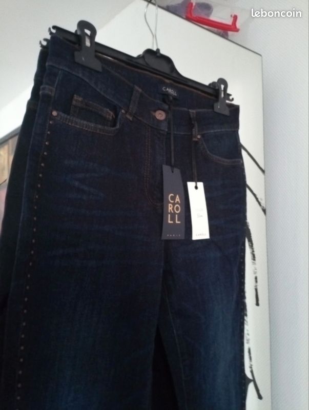 Jean slim en coton et polyester recyclés Bleu
