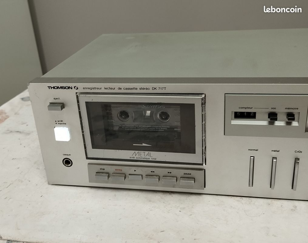 PLATINE CASSETTE THOMSON DK 600 T STEREO VINTAGE a restaure /pour pièces