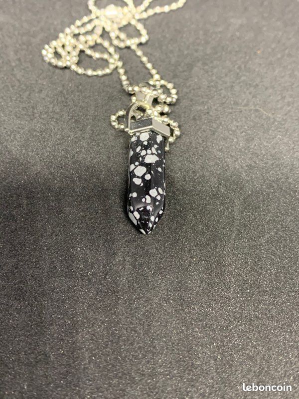 Obsidienne neige Biterminé collier (image 4)