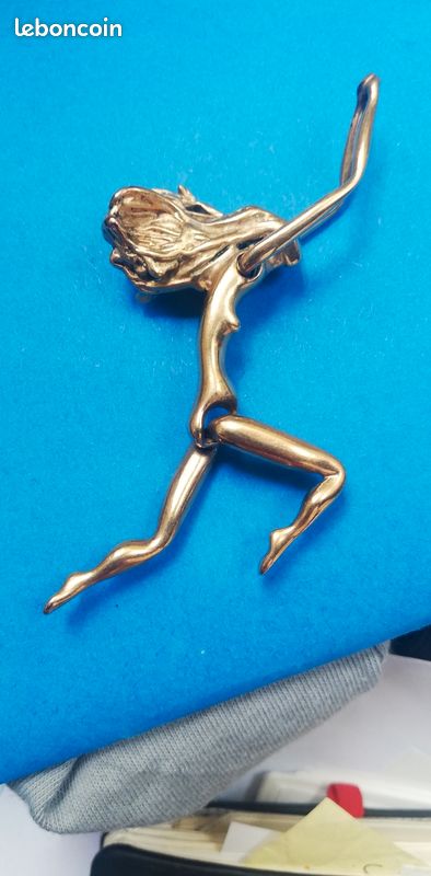Pendentif Main Charles Jourdan Plaqué Or Avec Quartz Rose - Vintage 20x27mm - Occasion