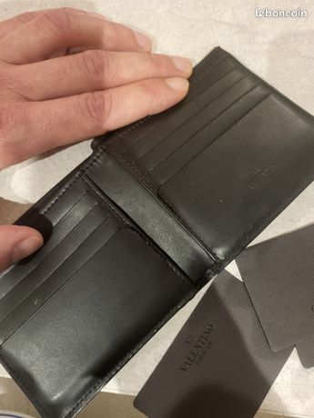Portefeuille Porte-monnaie VALENTINO En Cuir Vintage Marron - Made In Italy - Occasion Très Bon état