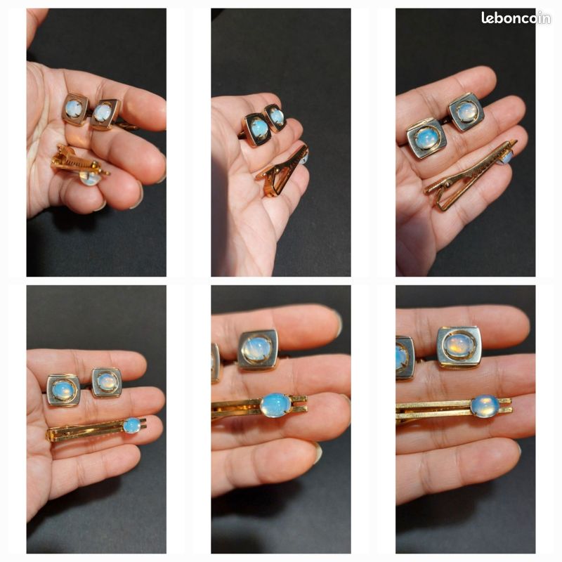 Bijoux Vintage Pour Homme - Helbros Co Avec Manchette, Boutons Et Clip - Accessoires De Style Rétro En Argent