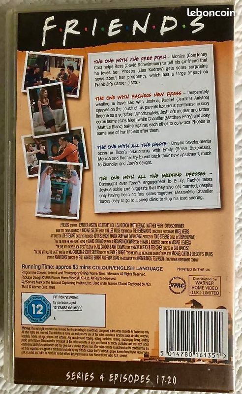 Friends saison 4 USA cassette VHS 1998 (image 2)