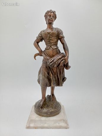 SCULPTURE RÉGULE ART Déco femme au cygne socle marbre EUR 150,00 - FR