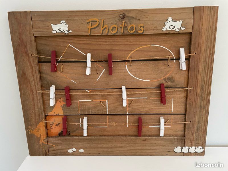 Cadre photo, pince à linge thème poules (image 1)