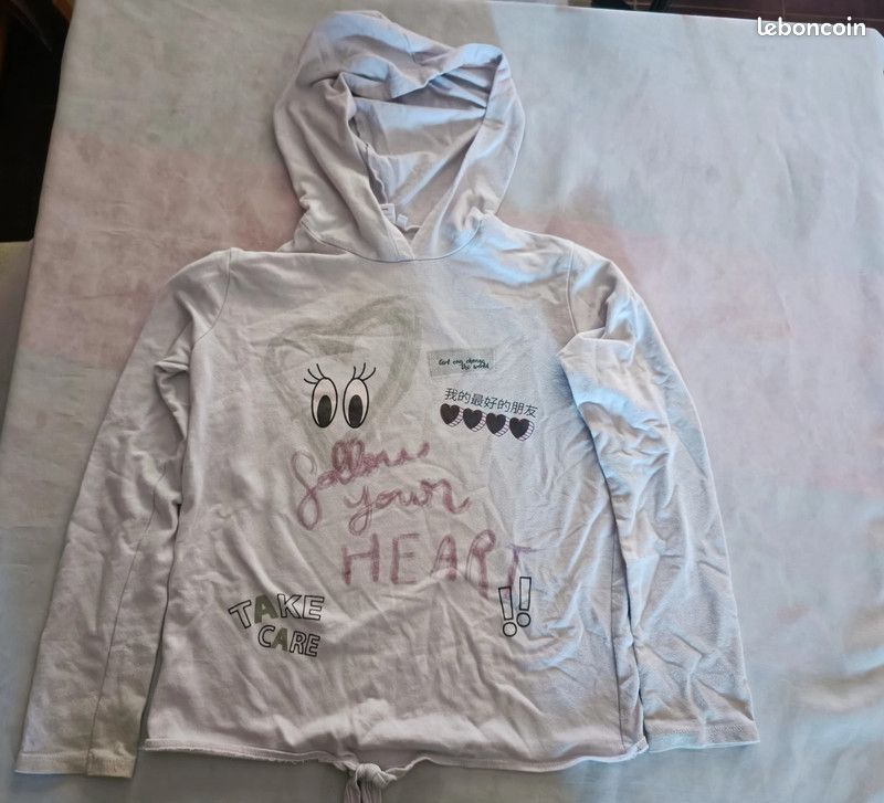 Sweat Vetement Z Enfant Haut Pull Léger Sweat à Capuche Blanc