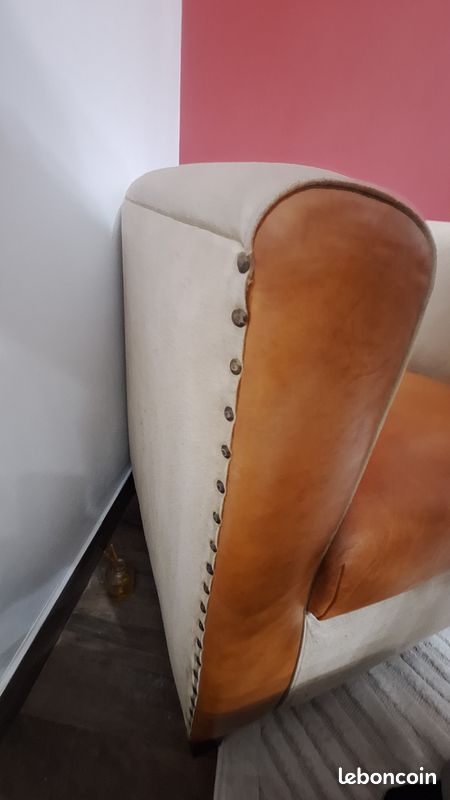 Fauteuil bi matière cuir Maisons du monde (image 5)