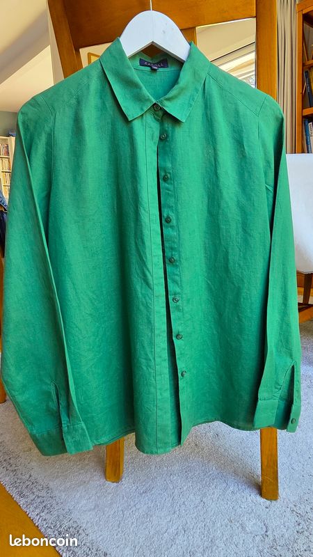 Chemise Caroll 100% lin vert sapin FDP offerts Vêtements