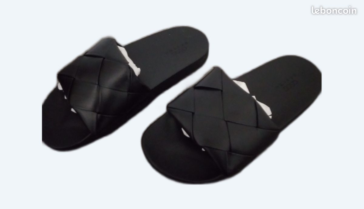 Mules plates Claquettes tissées noir femme uk 7/40 neuves (image 1)
