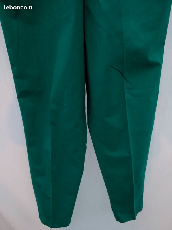 Pantalon coton vert émeraude T 36 original BE (image 2)