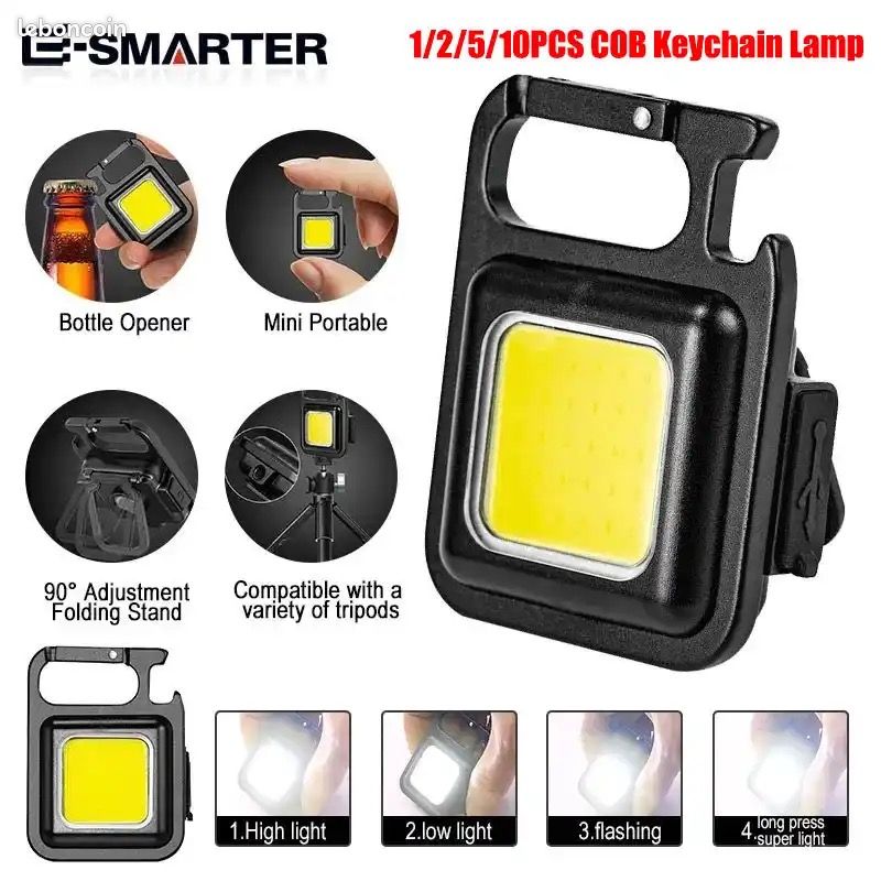 Mini lampe de poche portable COB, porte-clés, 4 éclairages, torche EDC, extérieur, étanche, urgence, camping, pêche, lampes de travail (image 4)
